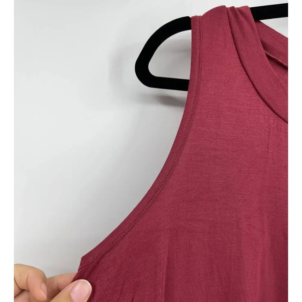 French Pastry Burgundy Tank Top Sleeveless Tee Soft Lightweight Shirt 1X  Womens - Picture 8 of 12
